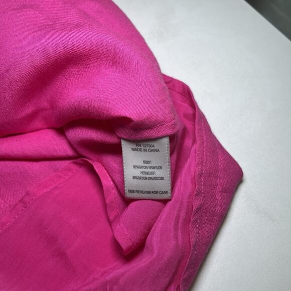 John Mark Womens Blouse Tunic Size XL Bright Fuchsia Button Detail Pleated Back - Picture 9 of 13